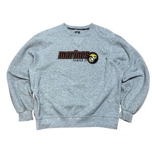 Marines Crewneck Sweatshirt Semper Fi Gear For Sport Big Cotton Men L Grey